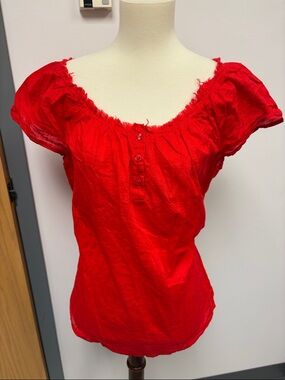 Old Navy Red Short-Sleeve Scoop Neck Blouse